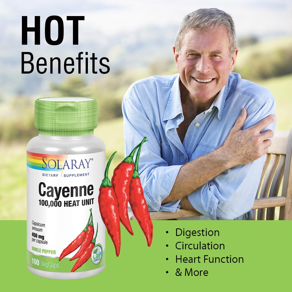 Solaray Cayenne 100,000 Heat Units Capsules 100