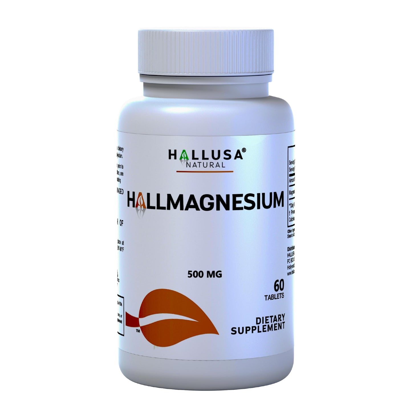 Hallusa Natural Magnesium Oxide 500 mg Tablets, 60 Count