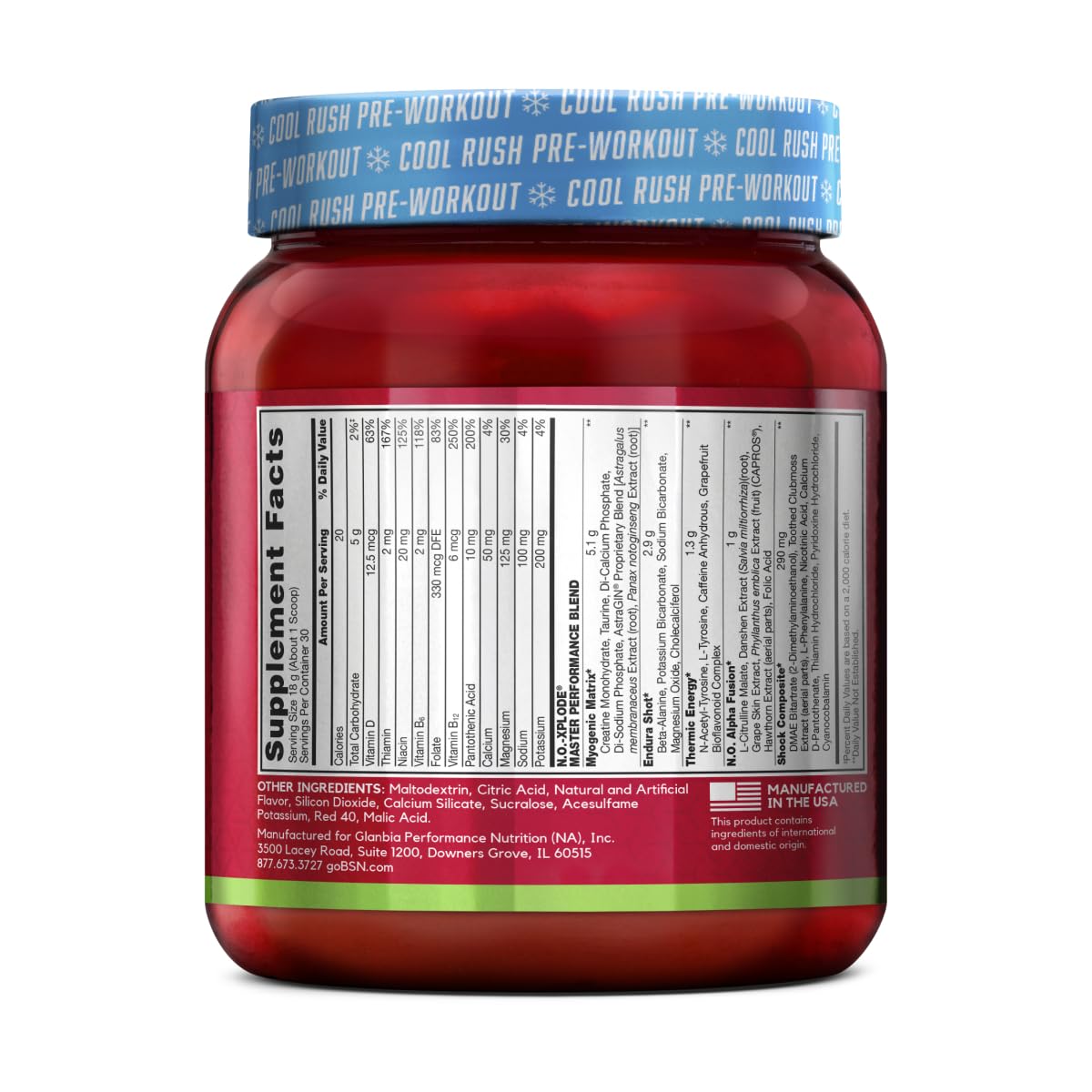 BSN N.O.-XPLODE Cool Rush Pre Workout Powder 19.2 oz