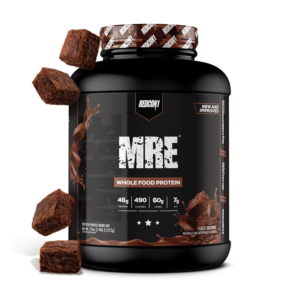 REDCON1 MRE Whole Food Protein Powder, Fudge Brownie, 30 Servings