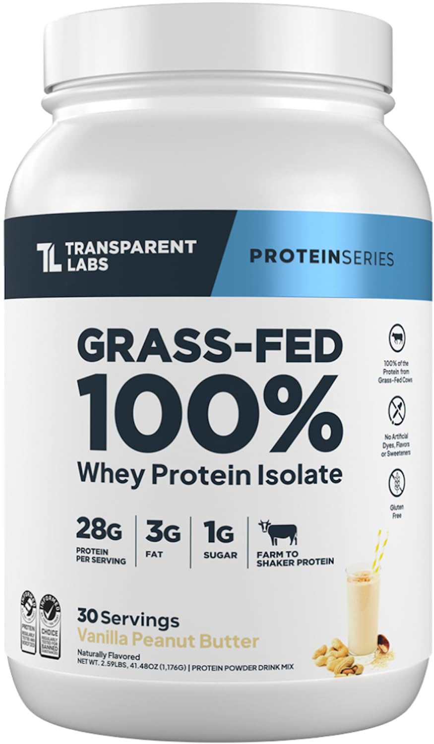 Transparent Labs Grass-Fed Whey Protein Isolate Powder 2.59 lb
