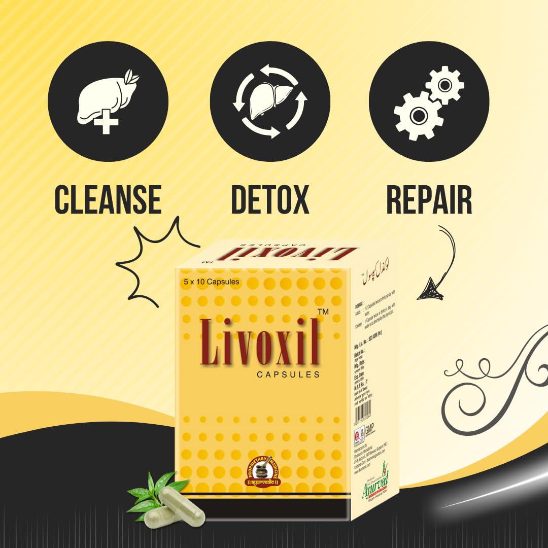 Ayurved Research Foundation Livoxil Liver Cleanse Detox & Repair Fatty Liver Formula - Natural Liver Health Support Supplement, 200 Capsules