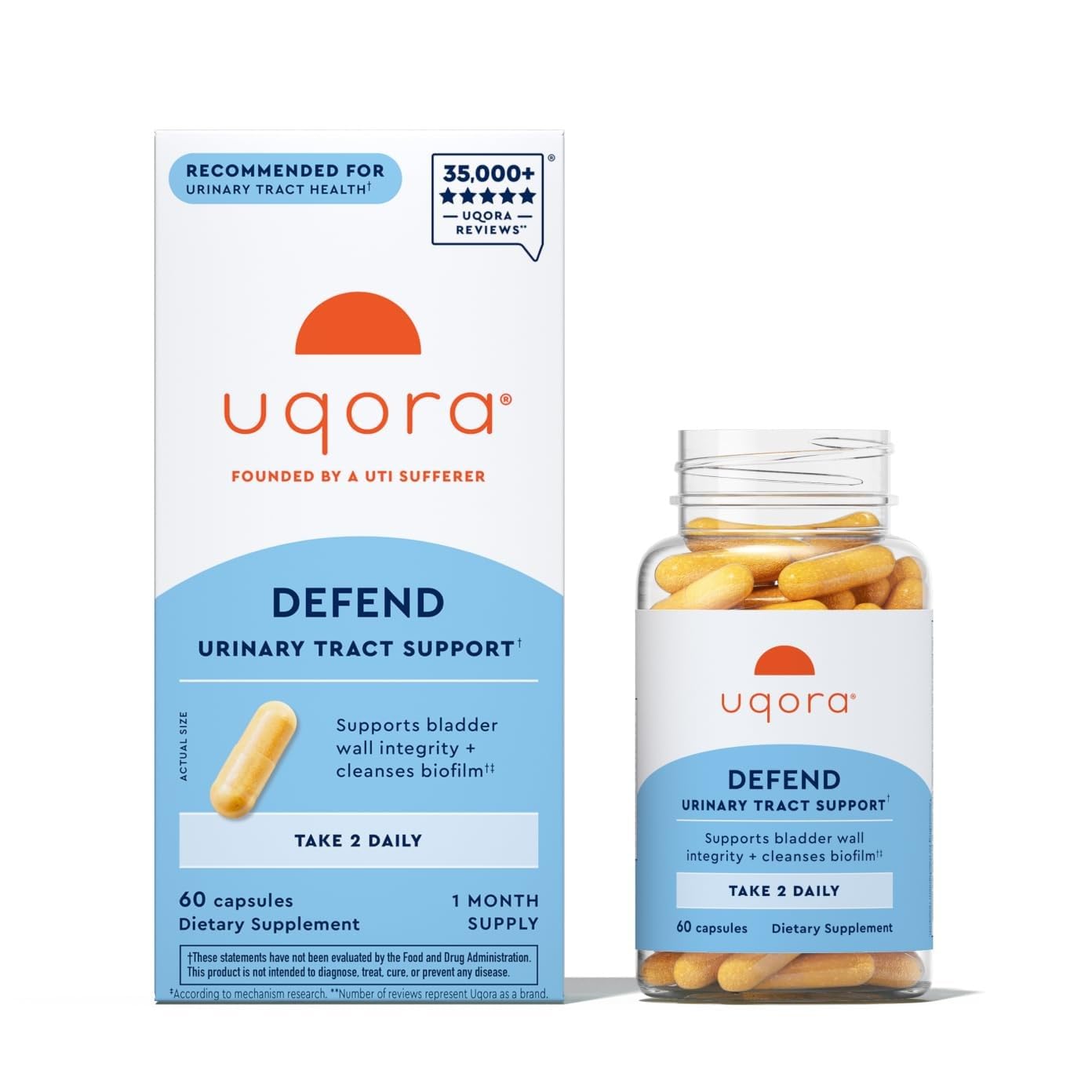 Uqora Defend Urinary Tract Health Supplement Capsule, 60 Capsules