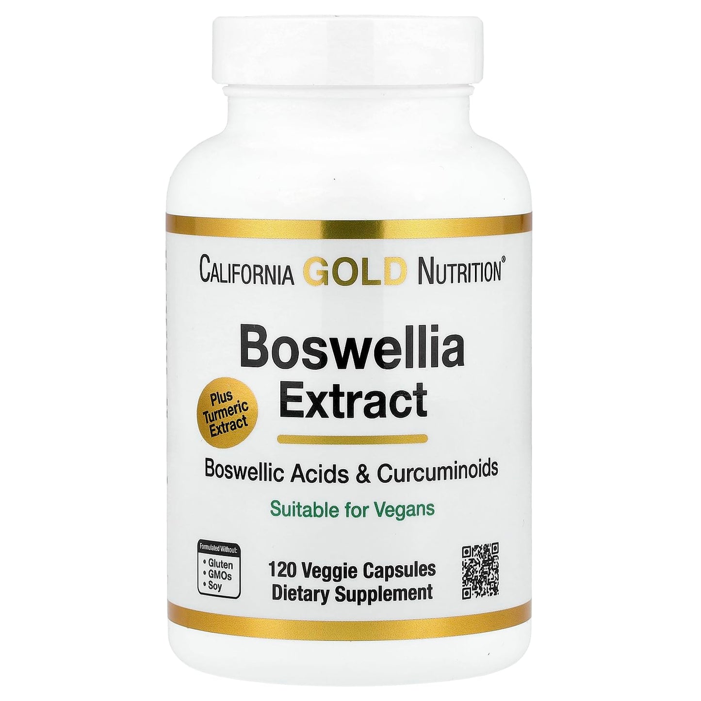 California Gold Nutrition Boswellia Extract Turmeric Curcumin Complex Veggie Capsules, 120 Count