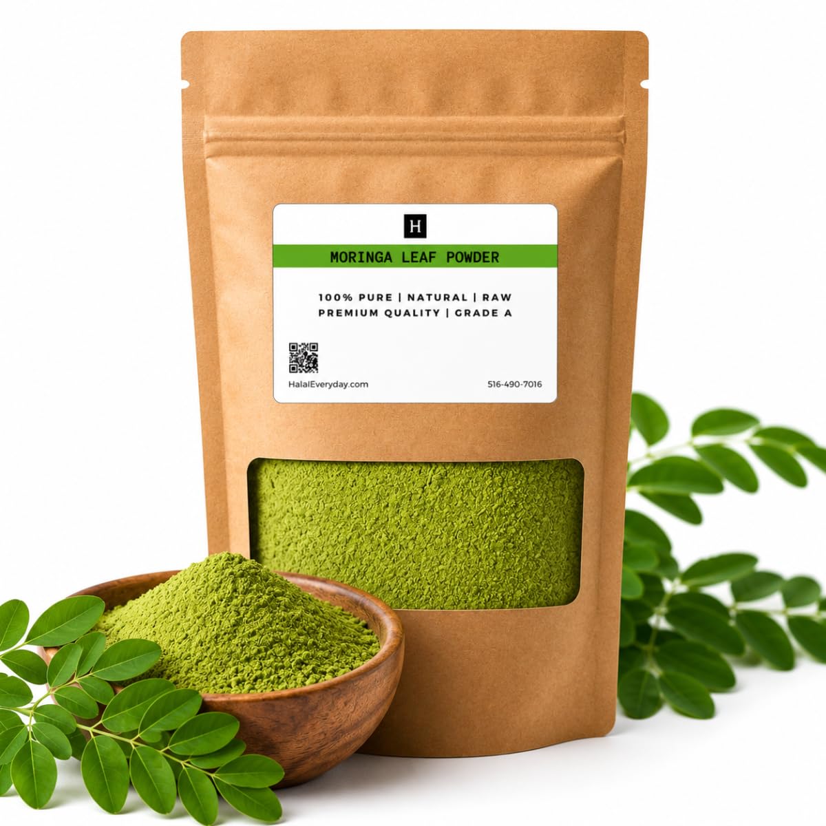 HalalEveryDay Moringa Leaf Powder, 16 Ounce Bag