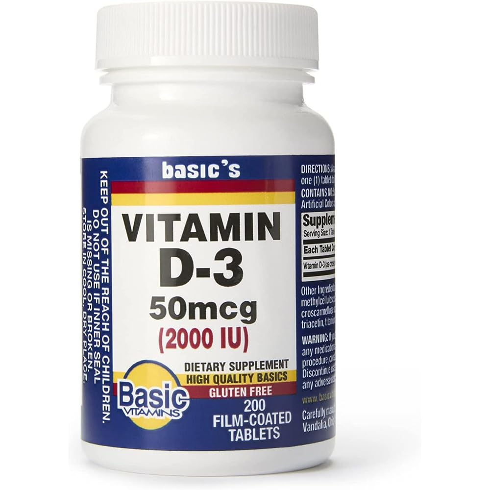 Basic Vitamins Natural Vitamin D-3 2000 IU, 400 Tablets
