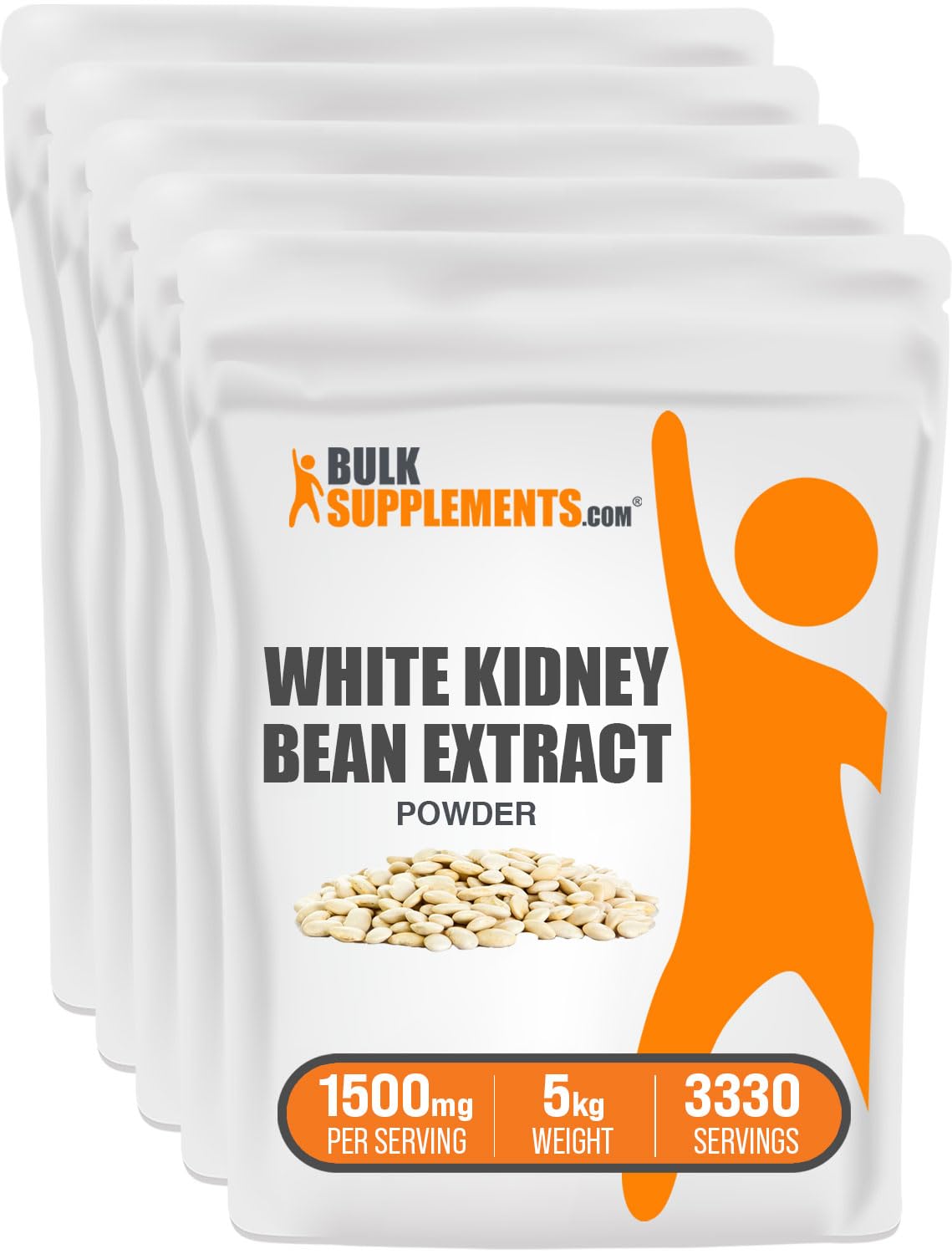 BulkSupplements White Kidney Bean Extract Powder, 5 Pack