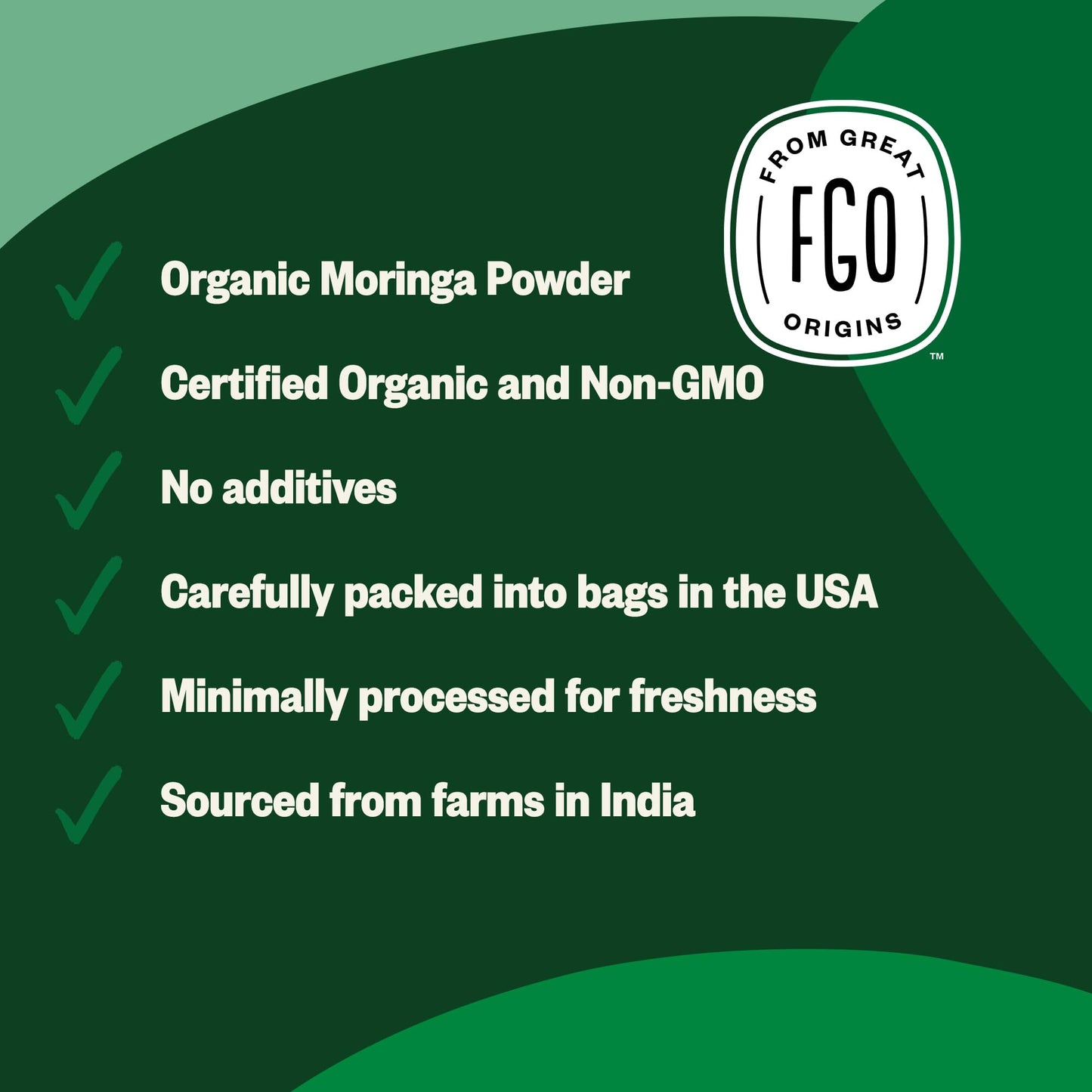FGO Organic Moringa Oleifera Leaf Powder, 32 oz