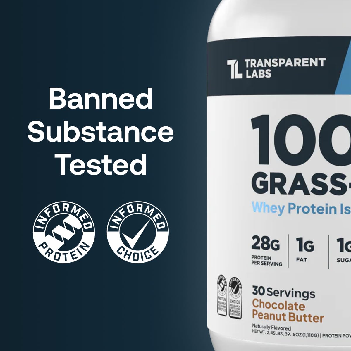 Transparent Labs Grass-Fed Whey Protein Isolate Powder (30 Servings, French Vanilla) & Grass-Fed Whey Protein Isolate Powder (30 Servings, Oatmeal Chocolate Chip Cookie)