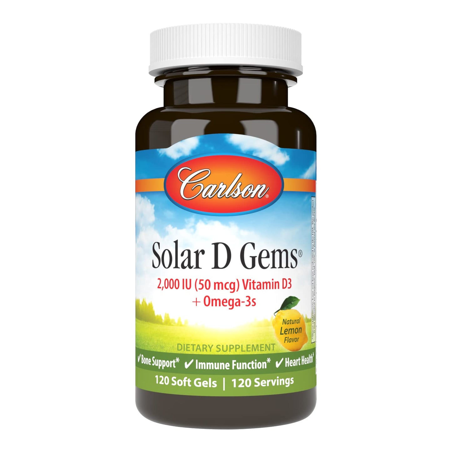 Carlson Solar D Gems Vitamin D3 and Omega-3 Softgels 120