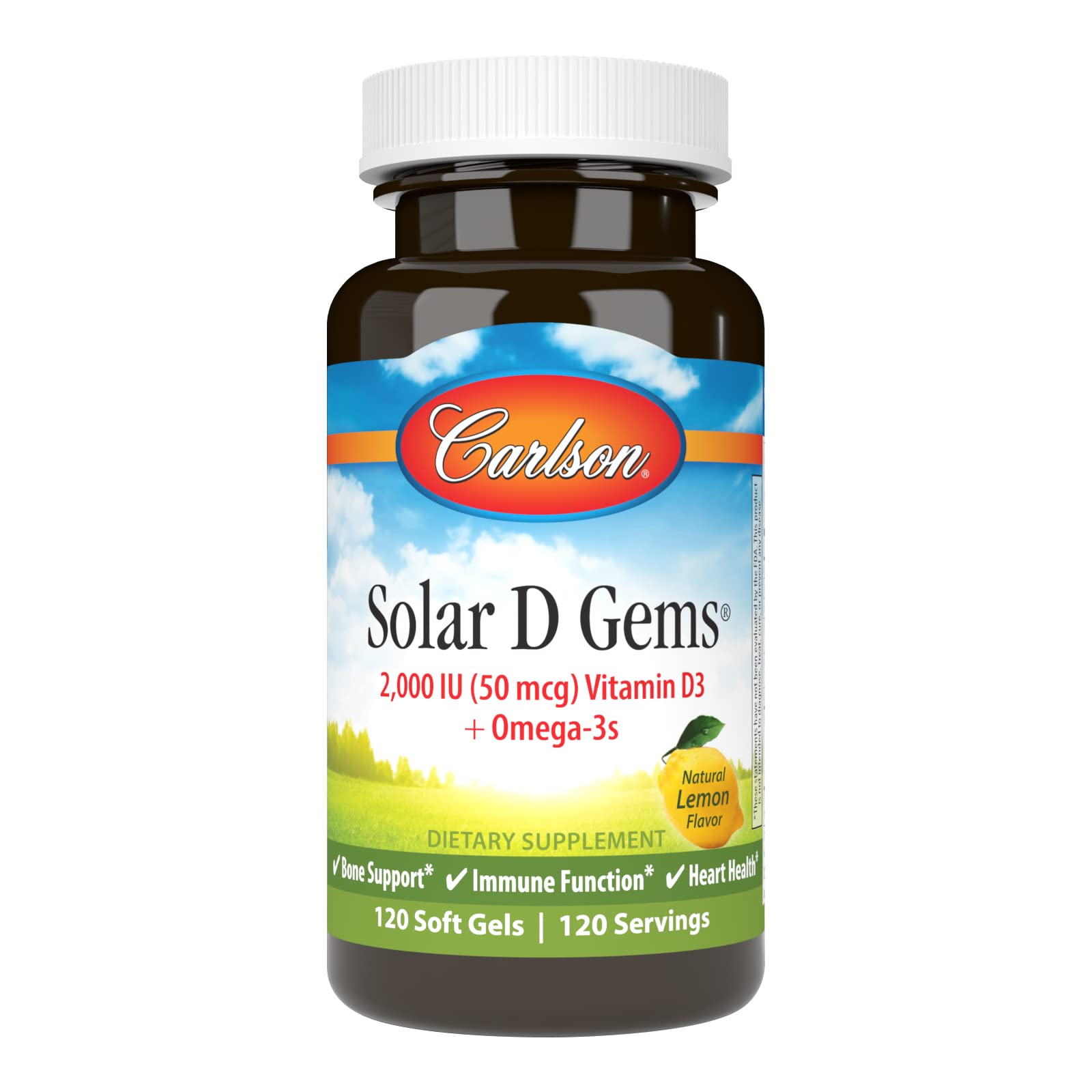 Carlson Solar D Gems Vitamin D3 and Omega-3 Softgels 120