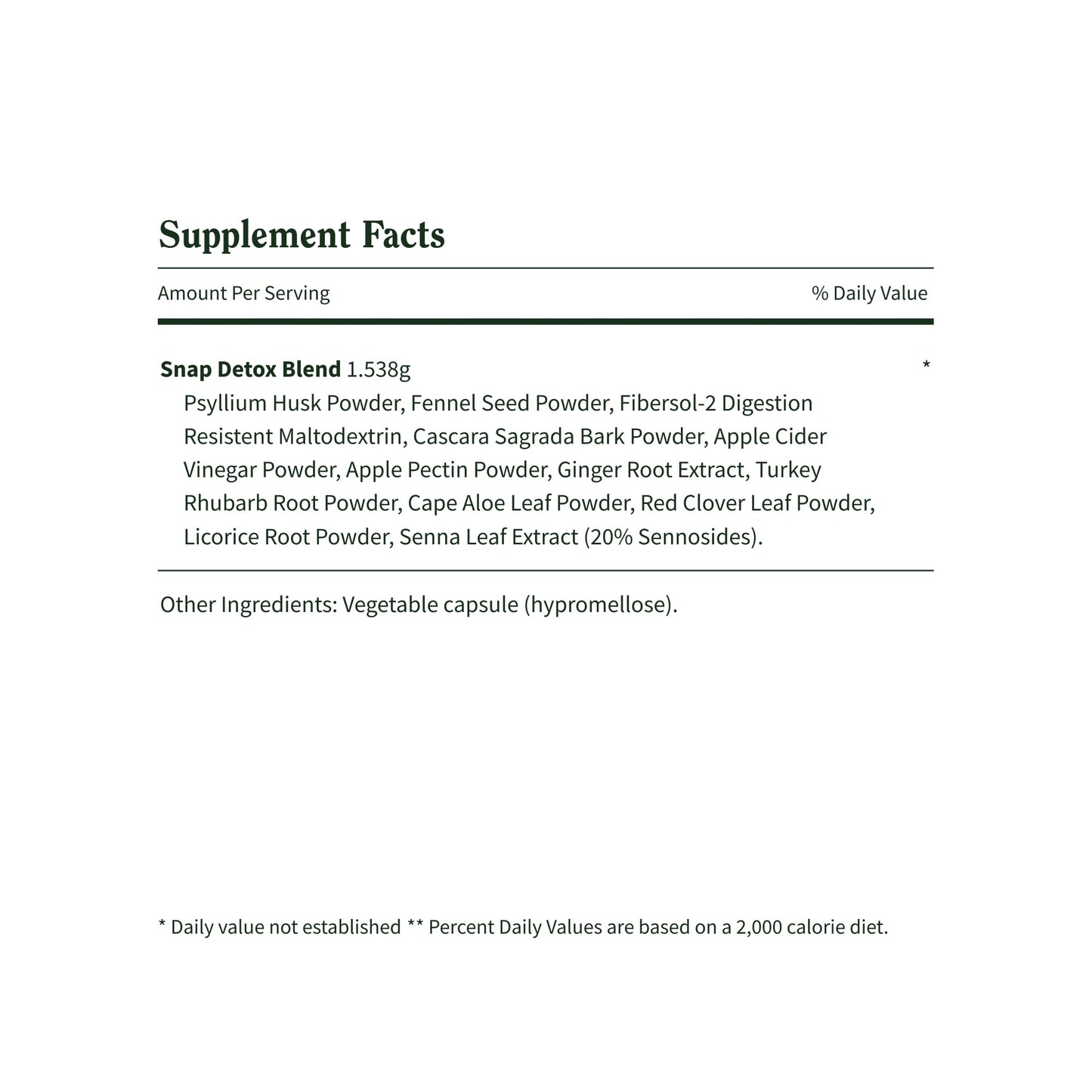 Snap Supplements Detox Blend to Support Gut Health 60 Capsules