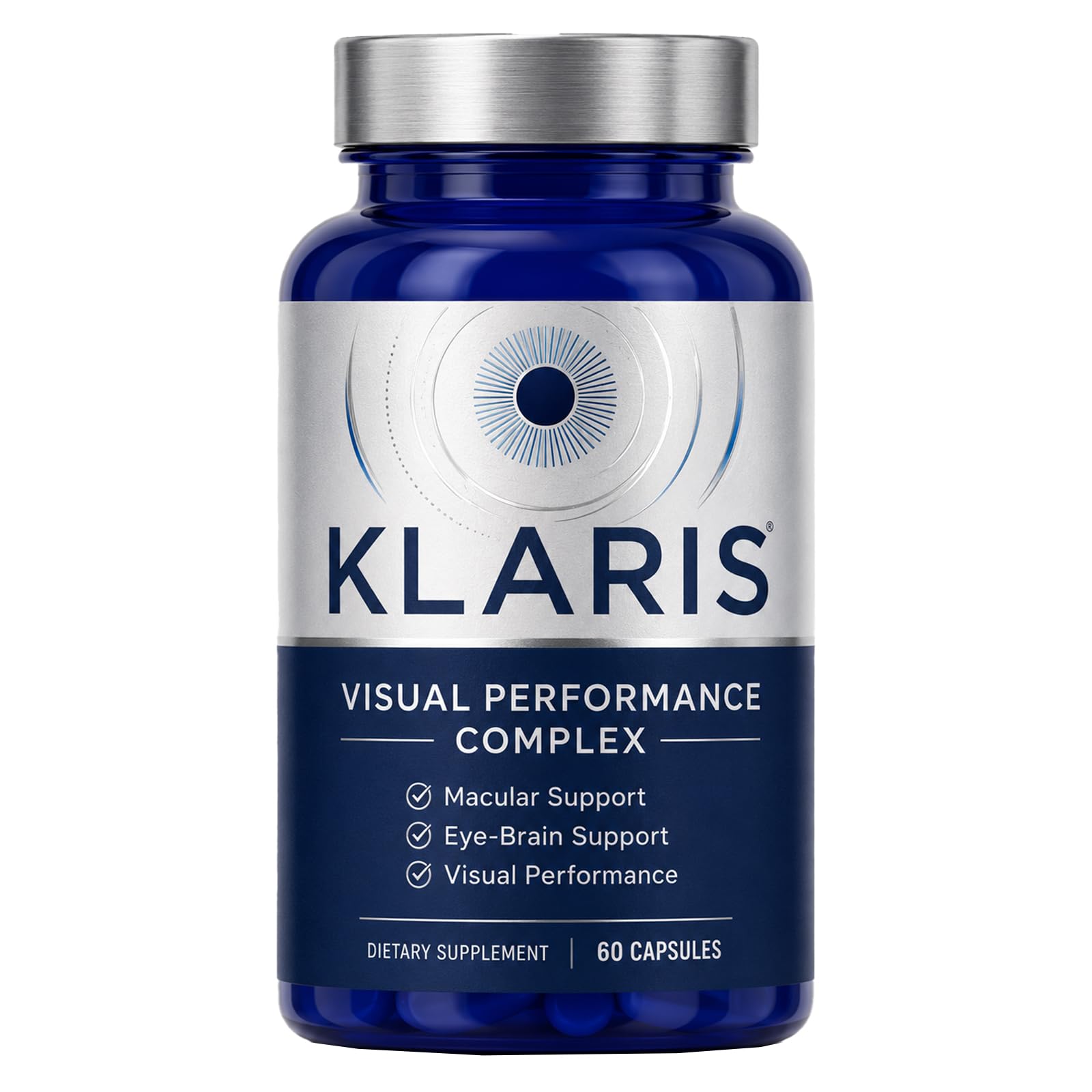 UXZQEN Klaris Visual Performance Complex Capsules, Eye Vitamin with Lutein & Zeaxanthin, Eye-Brain Support, 60 Capsules