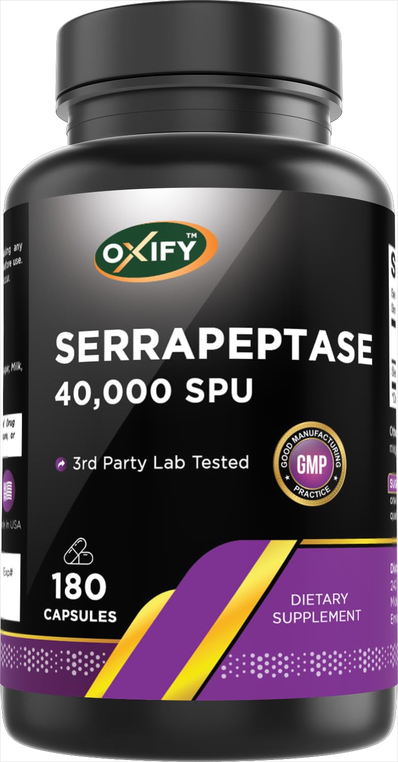 Oxify Serrapeptase 40,000 SPU Capsules 180 Count