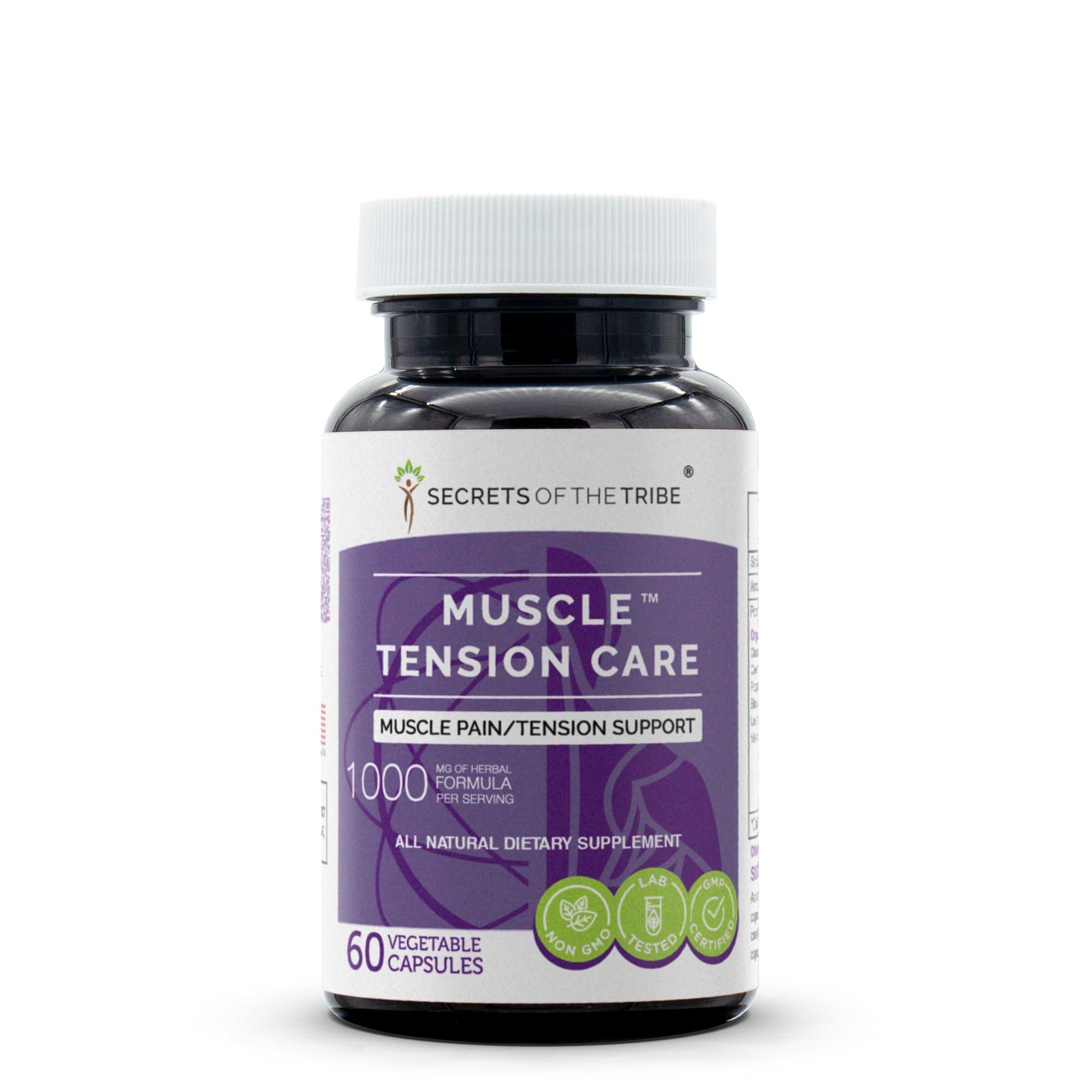 Secrets of the Tribe Muscle Tension Care & Muscle Pain/Tension Support Herbal Supplement Blend, 60 Capsules