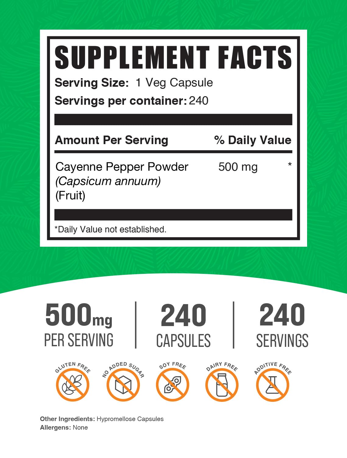 BulkSupplements Cayenne Pepper Capsules 240 Capsules