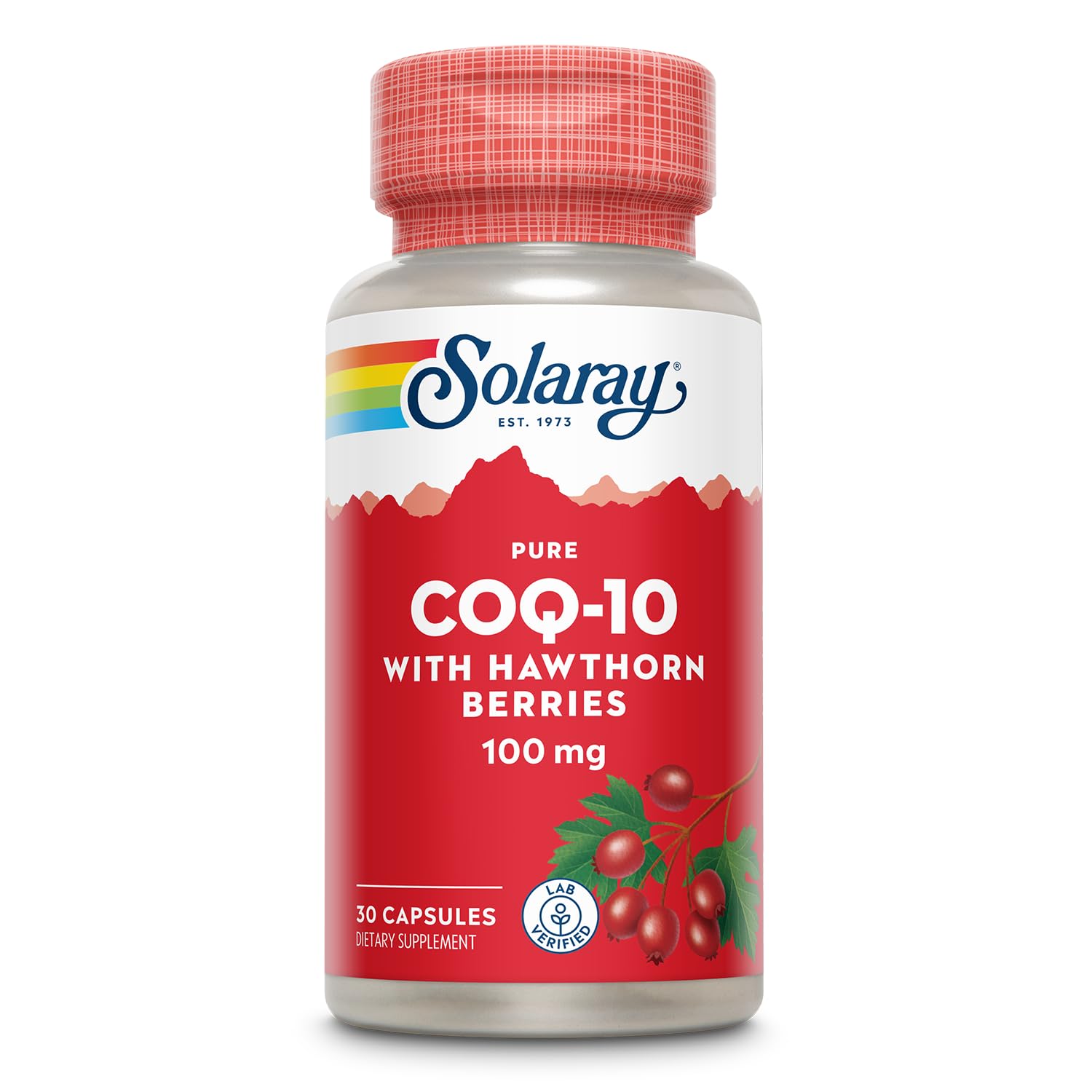 Solaray Pure CoQ10 100mg with Hawthorn Berry Capsules, 30 Capsules