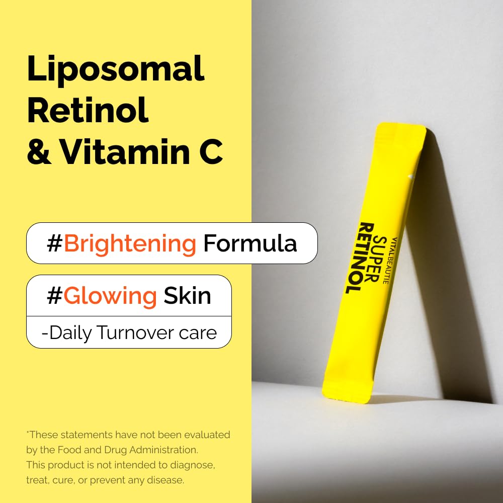 VITALBEAUTIE Super Retinol - Ingestible Liposomal Retinol & Vitamin C 1000mg Powder, 30 Packets