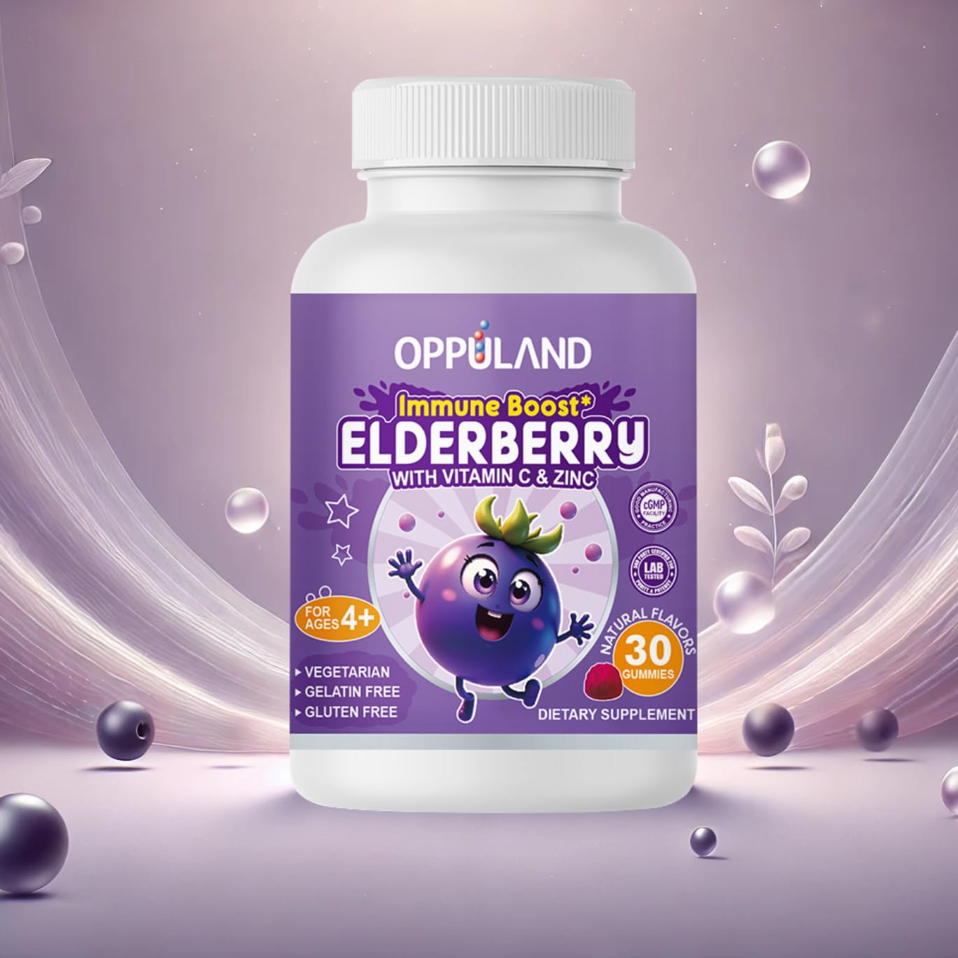 Oppuland Elderberry Immune Gummies, 30 Gummies