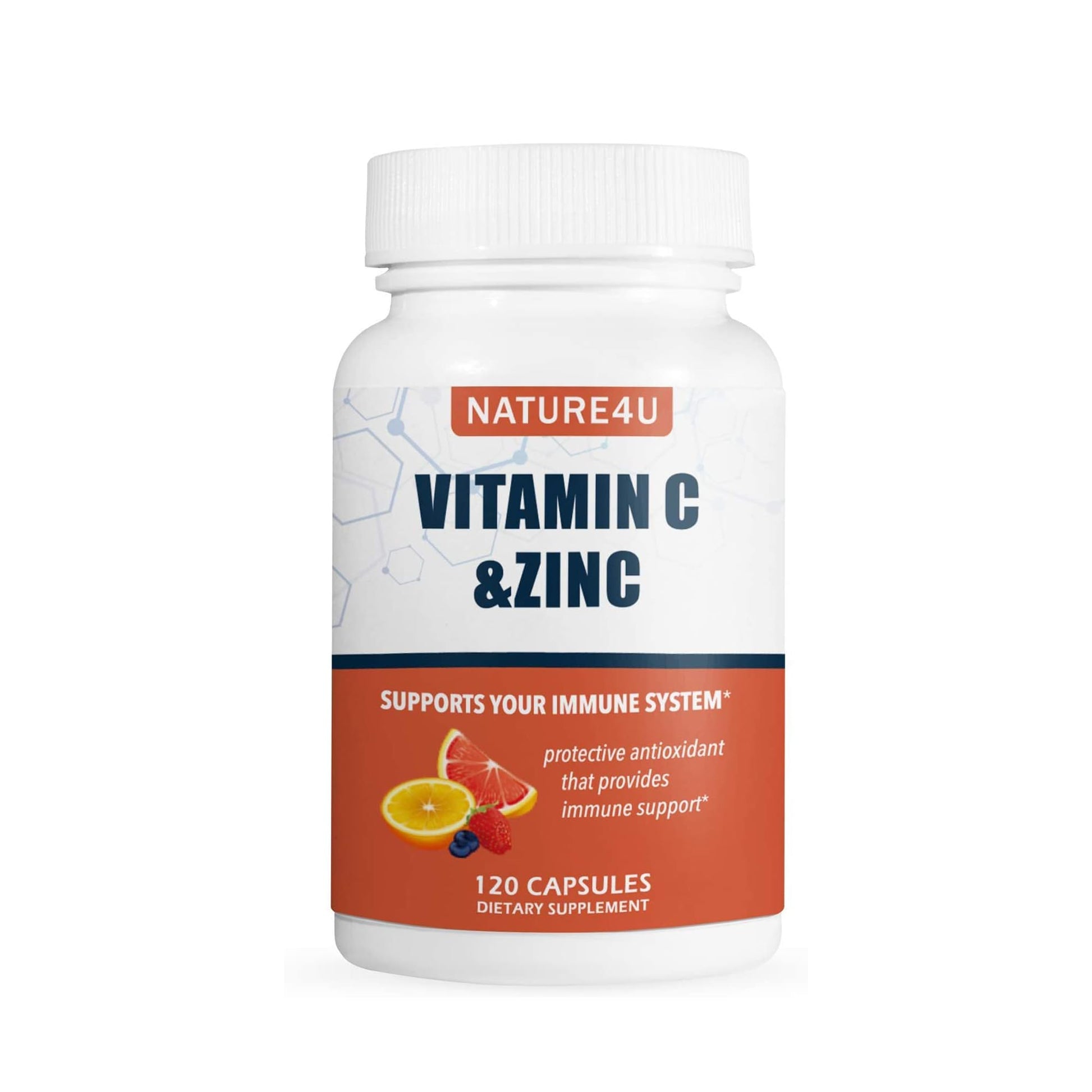 Nature4U Vitamin C 1000mg with Zinc, Rose Hips and Citrus Bioflavonoids Capsules, 120