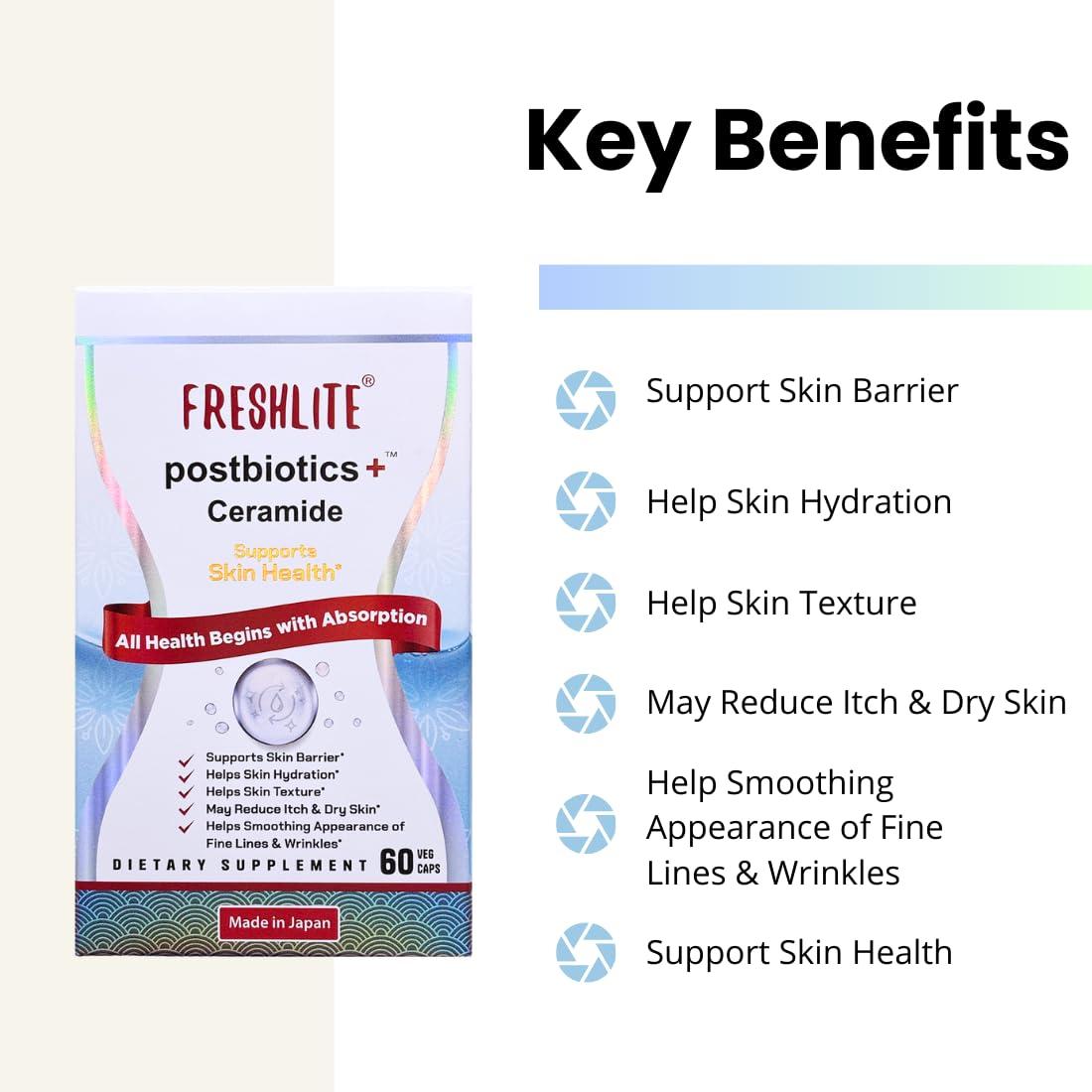 FRESHLITE Japanese Clear Skin Ceramide Supplement Capsule, 60 Count