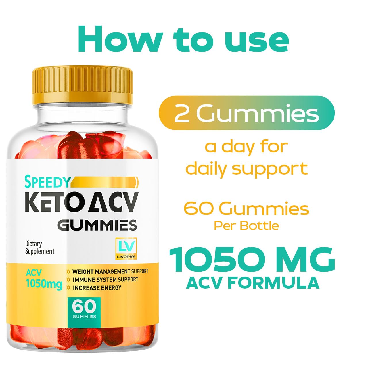 LIVORKA Speedy Keto ACV Gummies, 180 Gummies