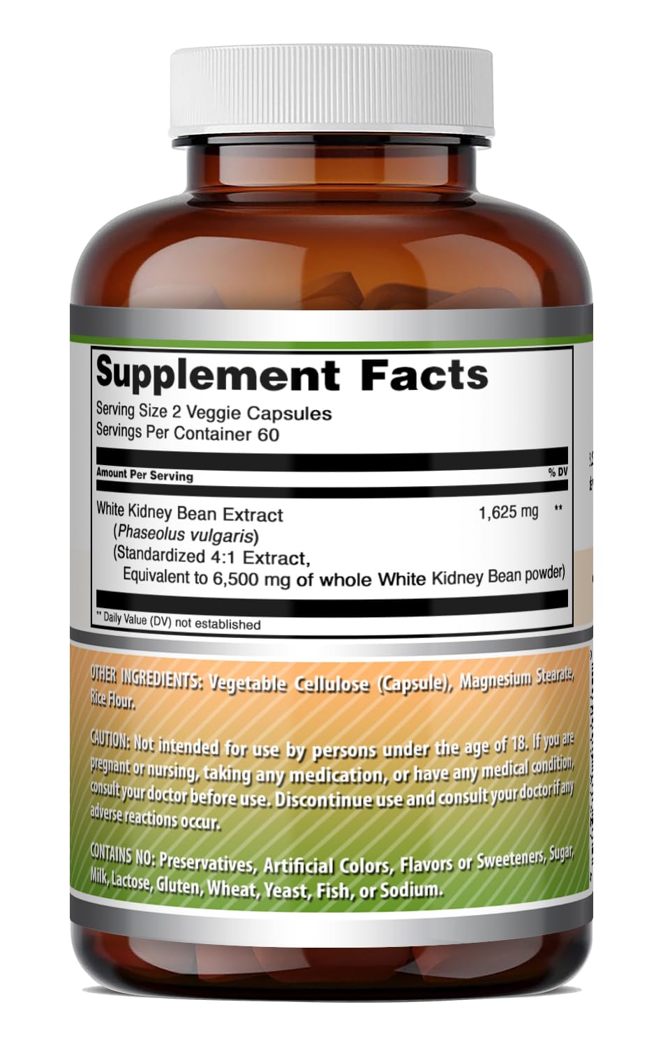 Amazing Nutrition White Kidney Bean Extract 1650 mg 4:1 Extract Capsules, 120 Count