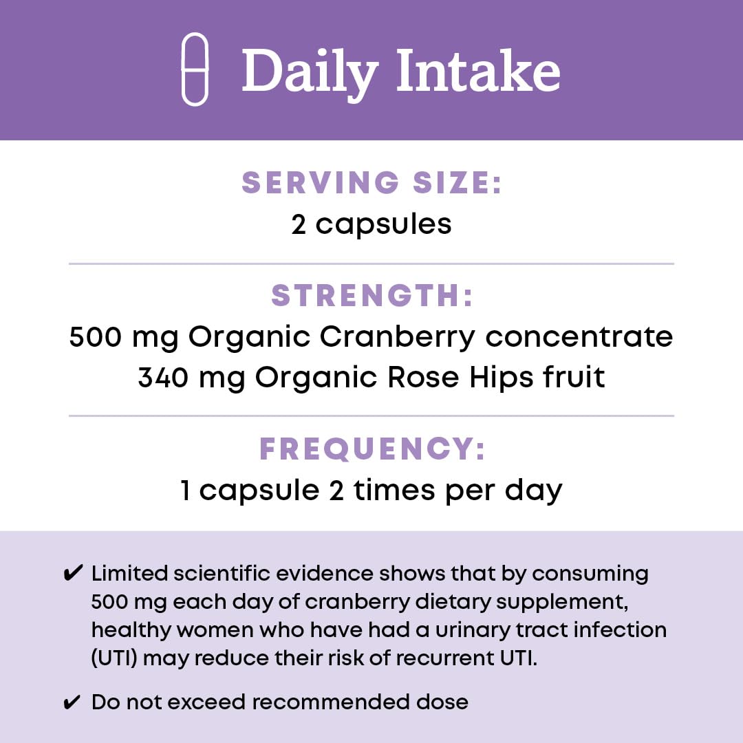 Oregon's Wild Harvest Cranberry Organic Non-GMO Supplement Urinary Tract Support Capsules, 60 Count