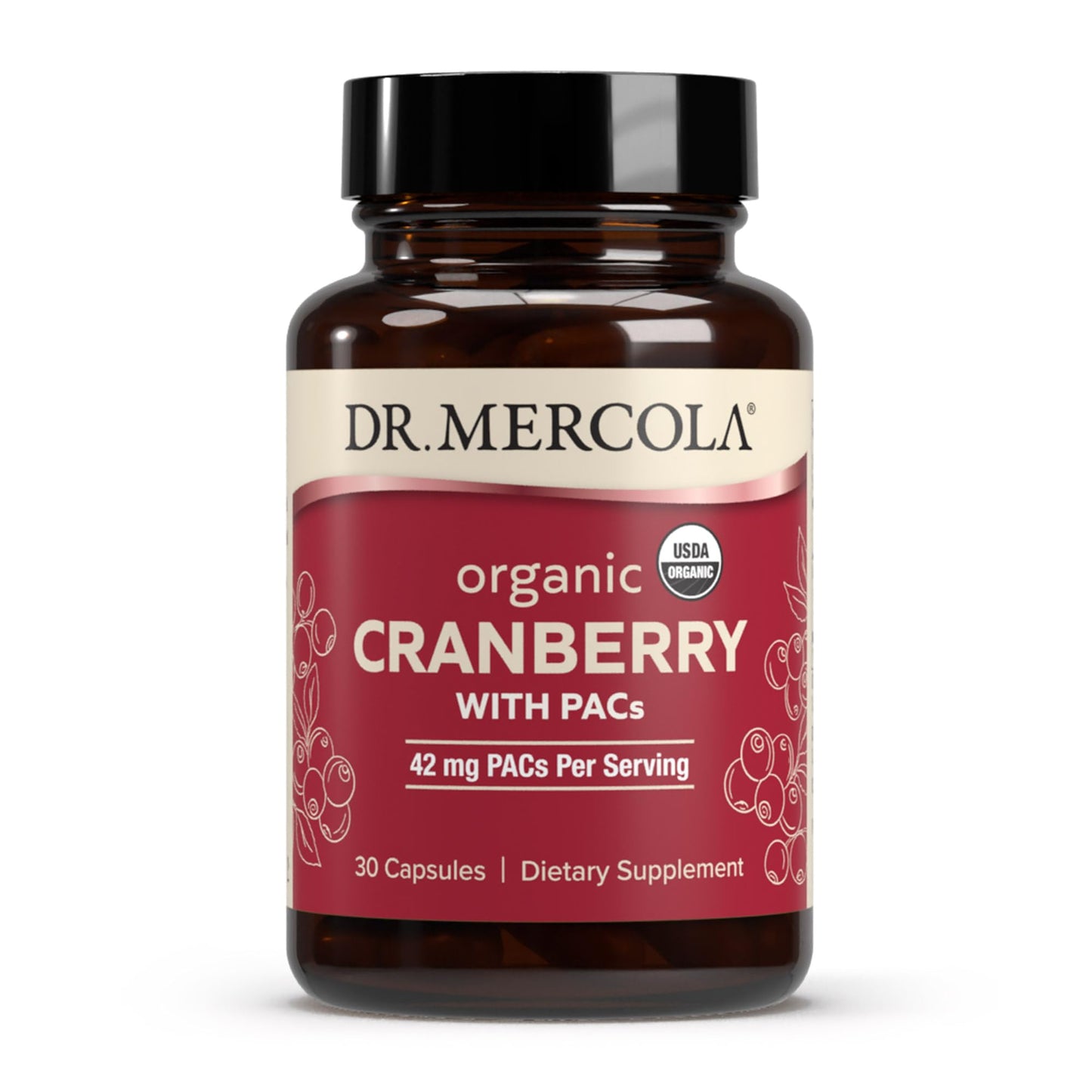 Dr. Mercola Organic Cranberry with PACs Capsules, 30 Count