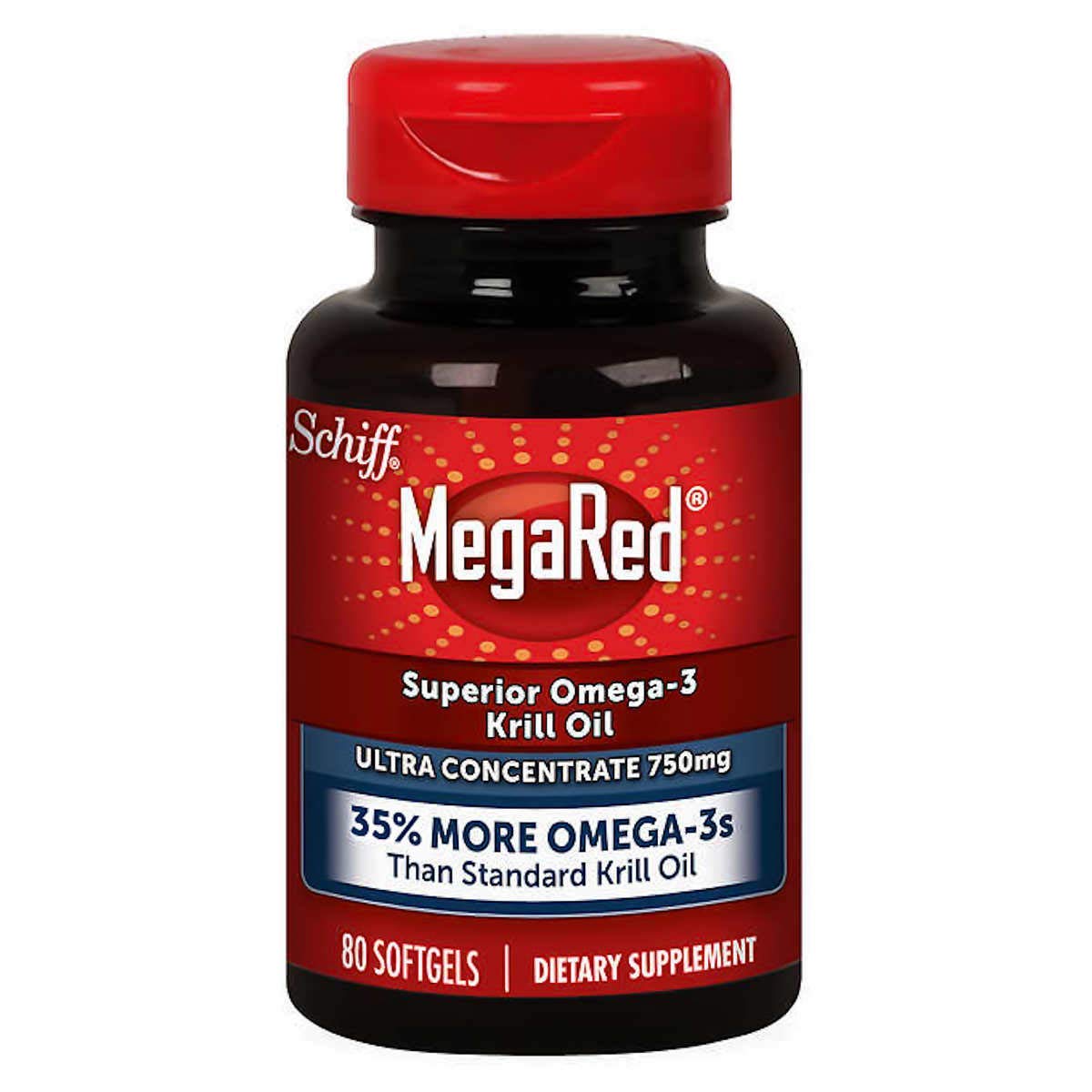 Schiff MegaRed Krill Oil High Concentration 750mg Softgels, 80 Count