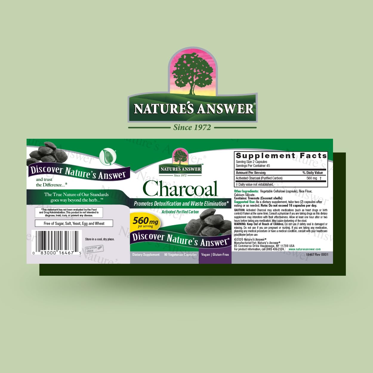 Nature's Answer Activated Charcoal Capsules, 90 Count
