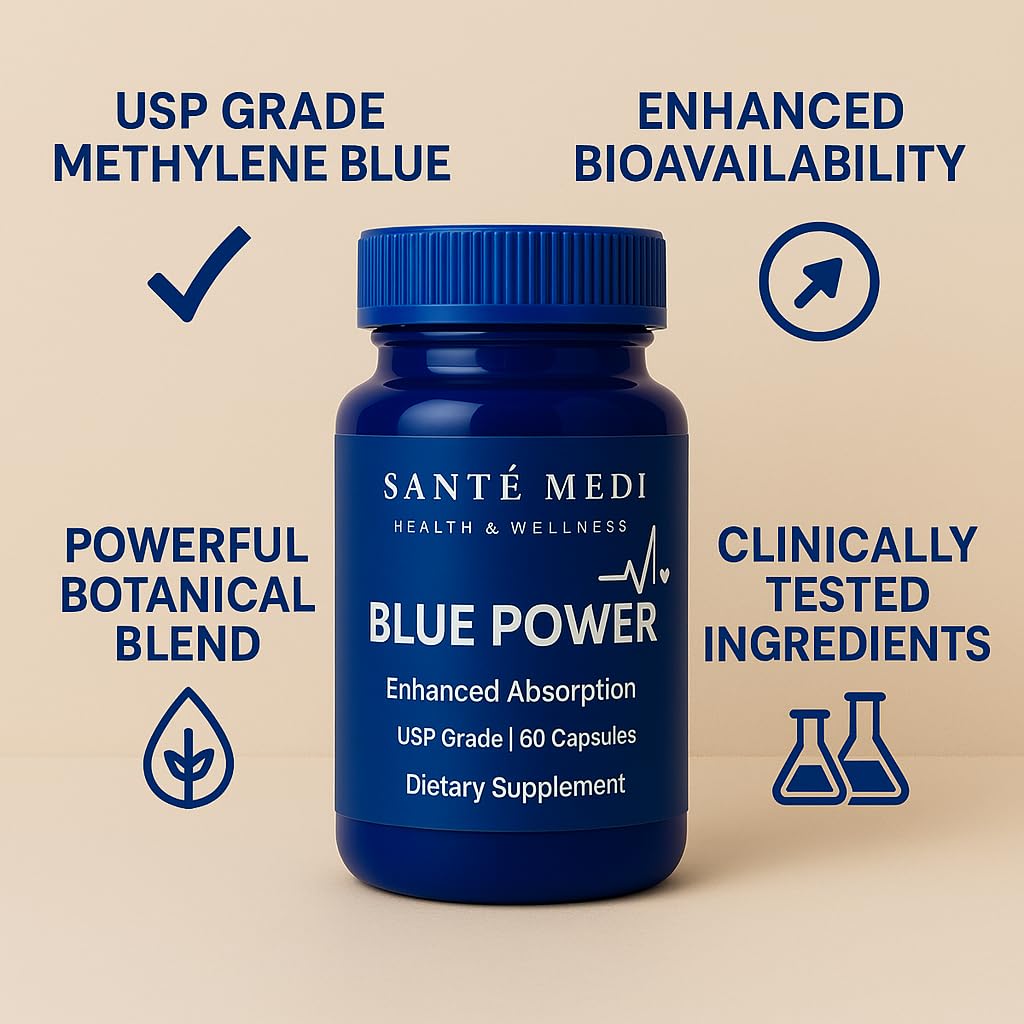 Sante Medi Blue Power - Methylene Blue (USP Grade) Pharma Grade 60 Capsules