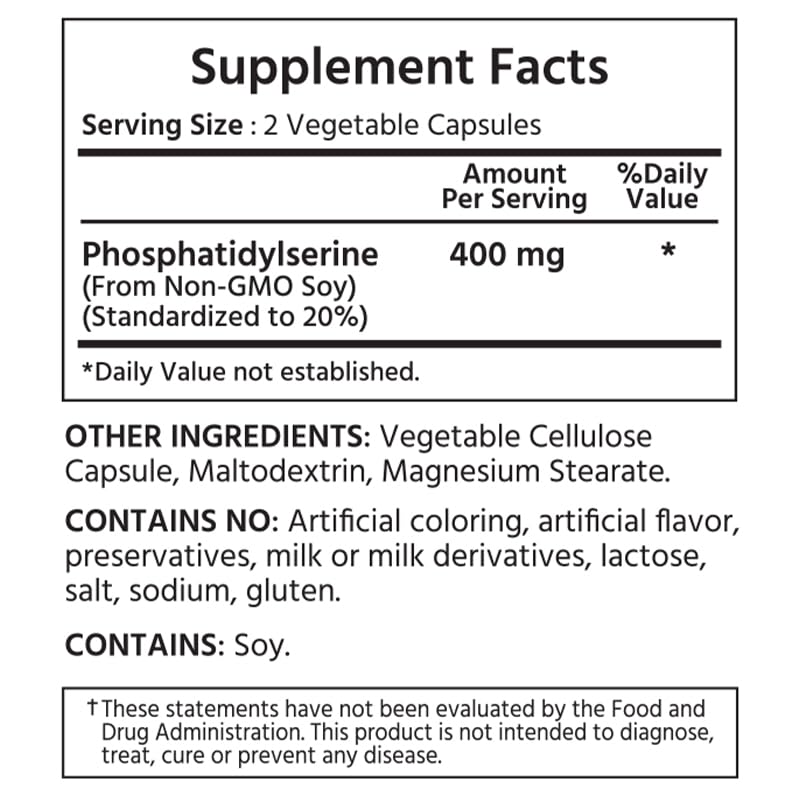 ML Naturals Phosphatidyl Serine 400mg Capsules 240