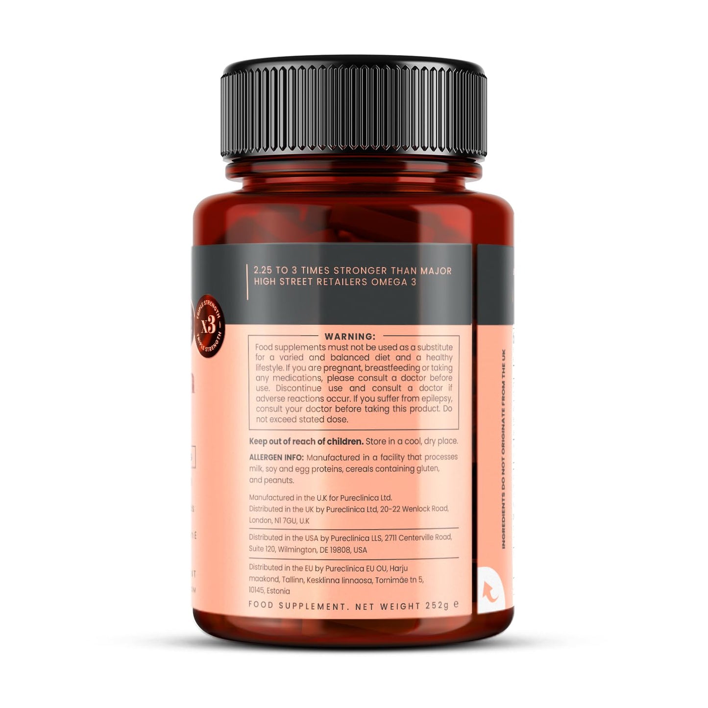 Pureclinica Triple Strength Omega 3 Fish Oil 1000mg 180 Softgels