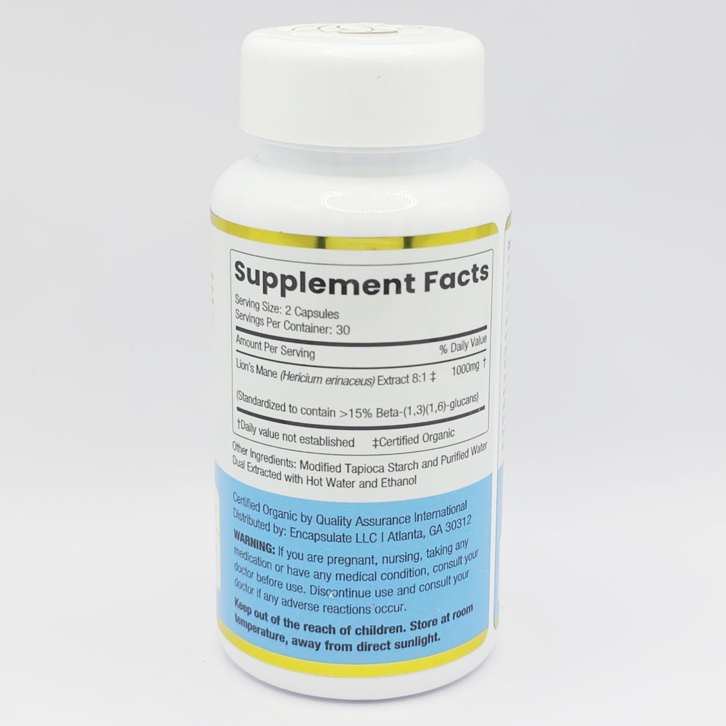 ENCAPSULATE Lion’s Mane 8:1 Extract Capsules 60 Count