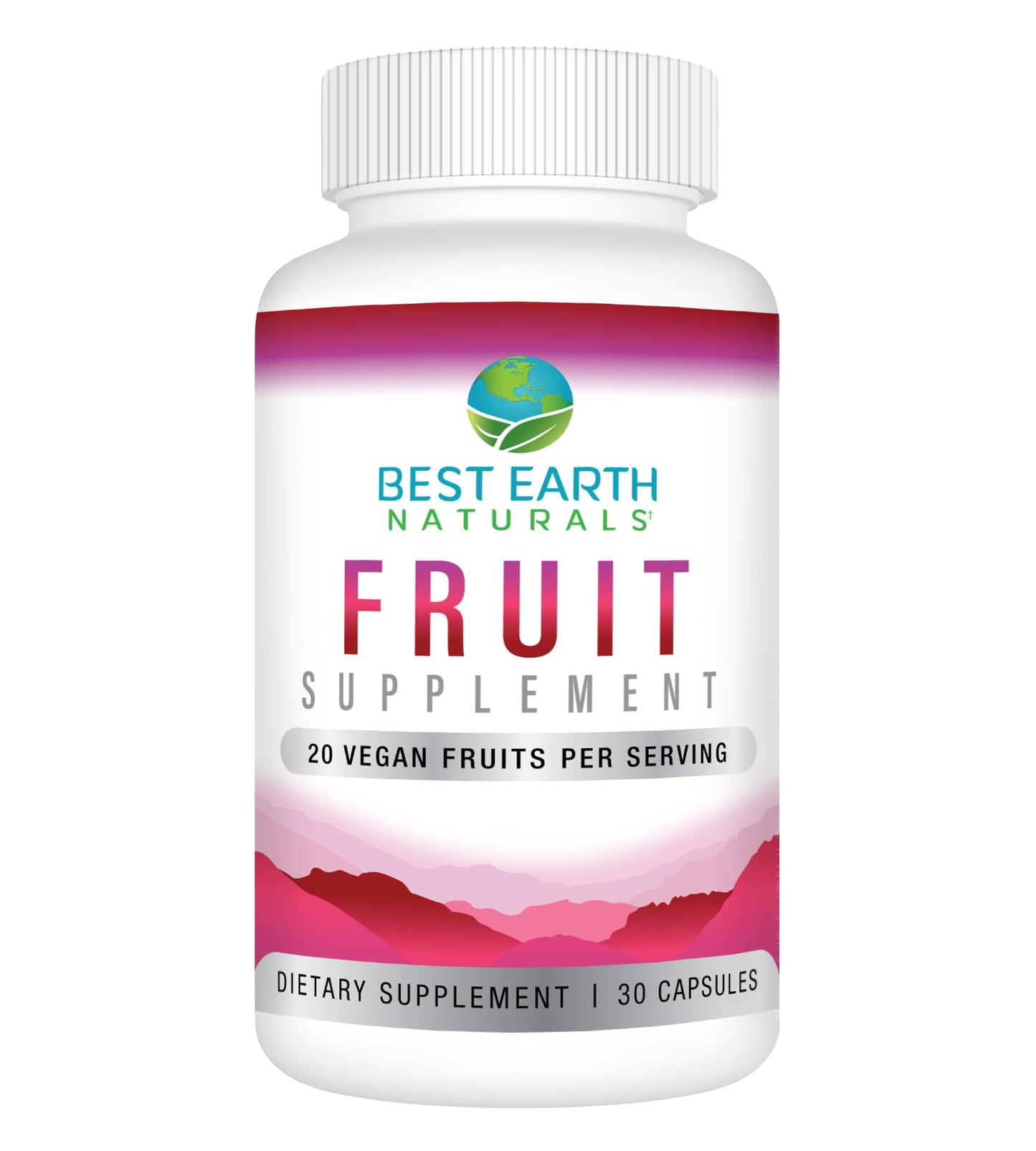 Best Earth Naturals Fruit Supplement with 20 Fruit Blend Energy Vitamins, 30 Capsules