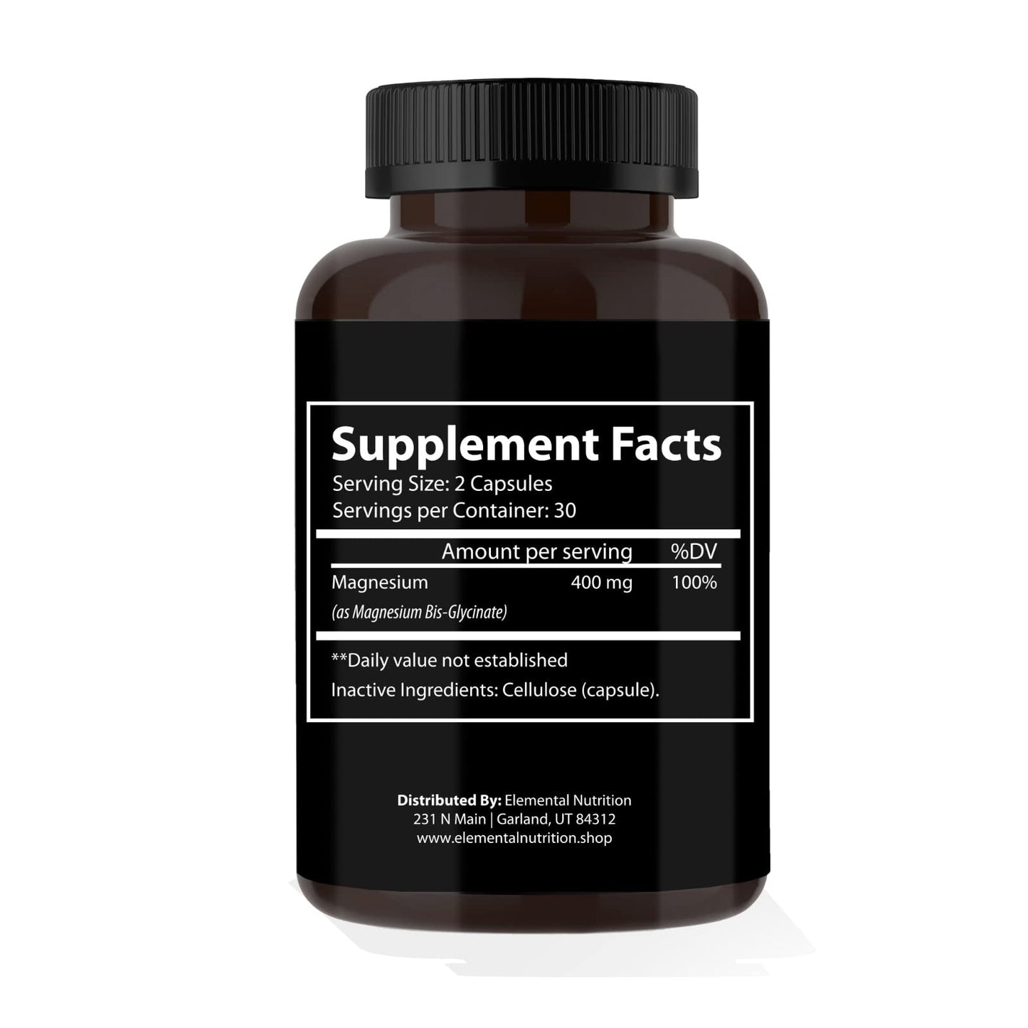 Elemental Nutrition Magnesium Glycinate 400 mg Capsule, 60 Count