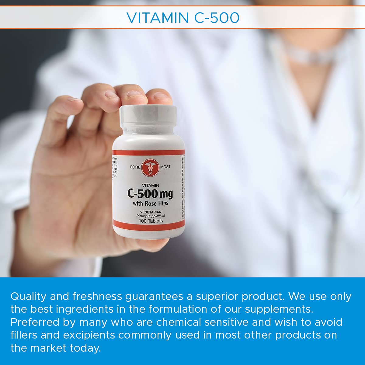Holistic Health Vitamin C-500 with Rose HIPS 100 Tablets
