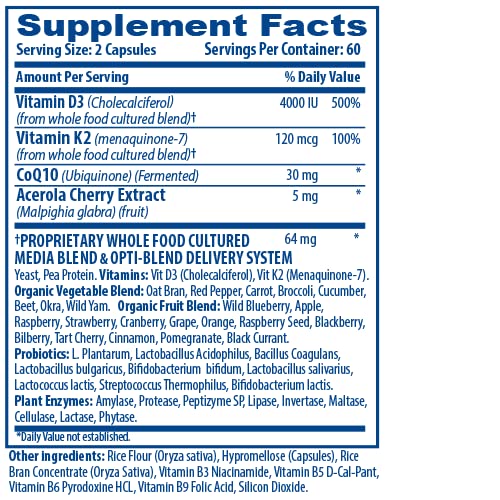 Optimal Health Systems Longevi-D K2 Longevity and Cognitive Support Formula Capsules 120