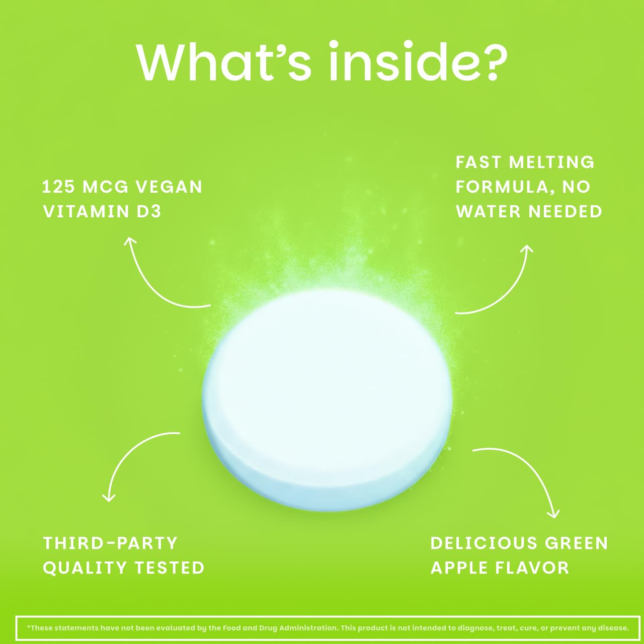 EZ Melts Vitamin D3 5000 IU Dissolvable Tablets, 180 Tablets