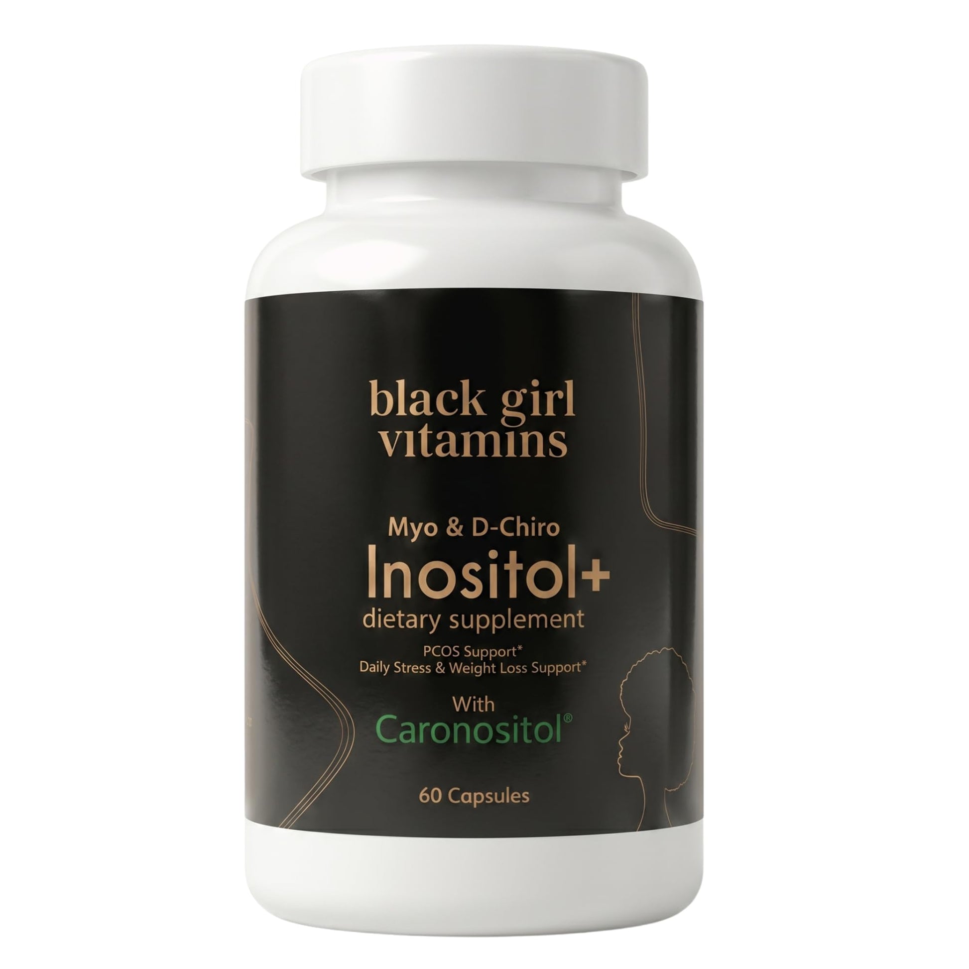 Black Girl Vitamins Inositol Supplement 2000mg Myo + 50mg D-Chiro, Vegan Capsules, 60 Count