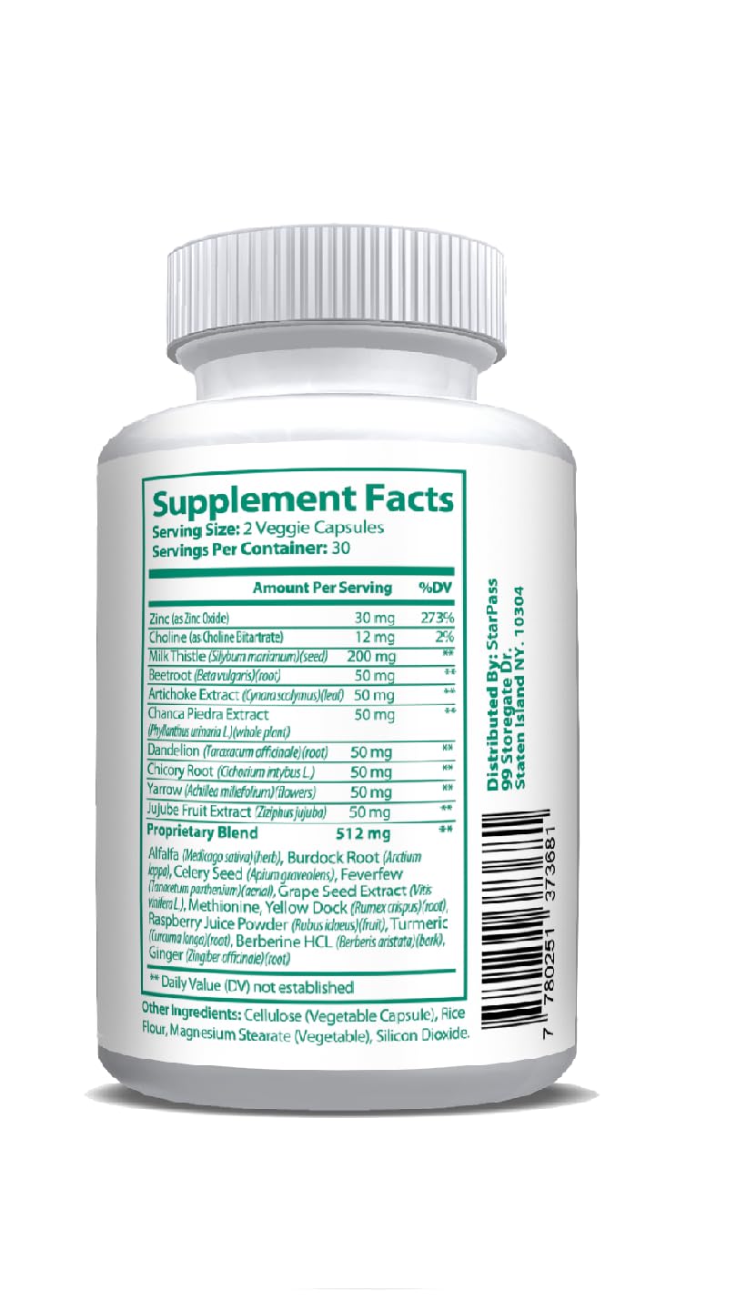 StarPass Labs Liver Health | Liver Detox & Cleansing Repair Formula with Natural Nutrients Vital to Liver, 180 Capsules
