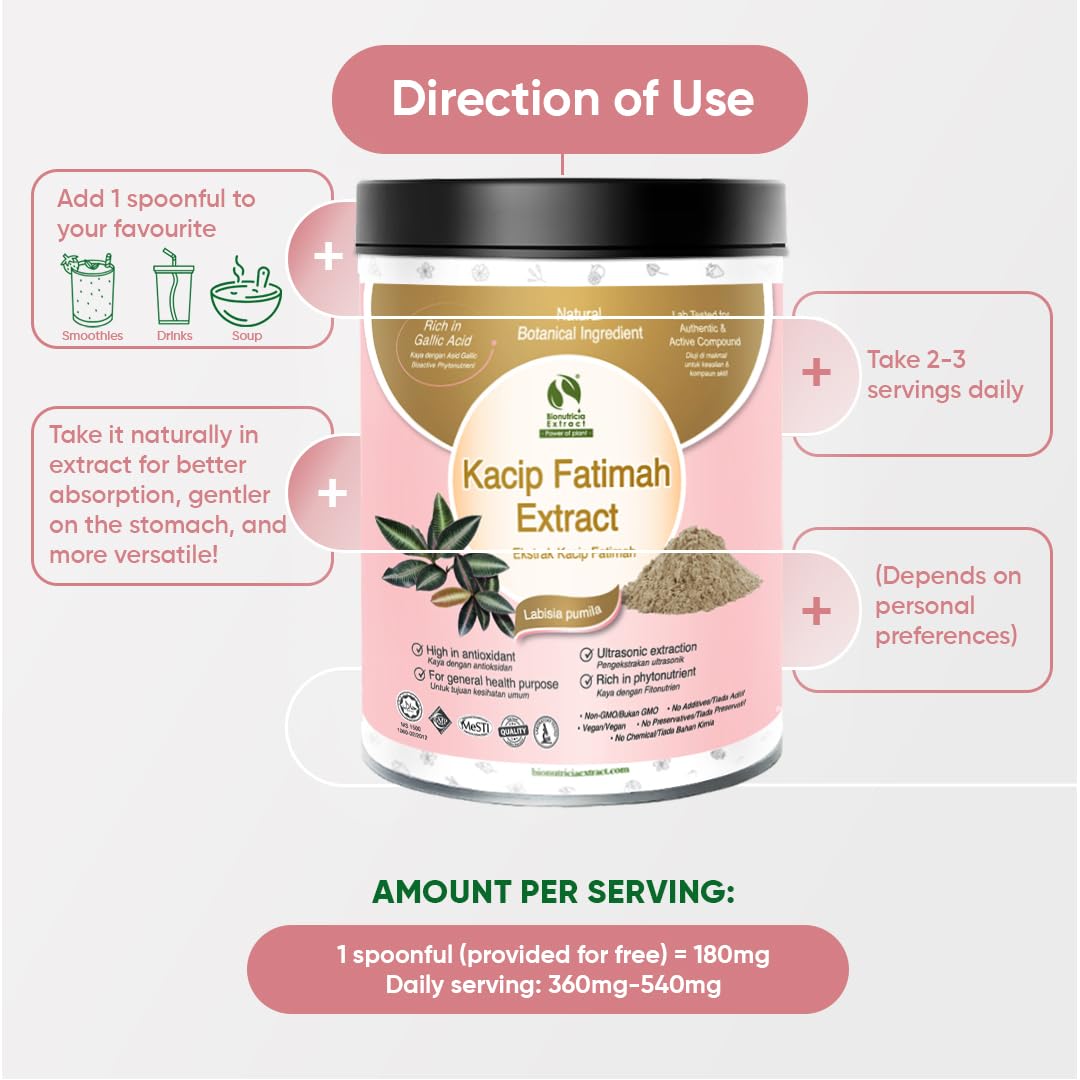 BIONUTRICIA EXTRACT Kacip Fatimah (Labisia pumila) Extract Powder, 1.76 oz