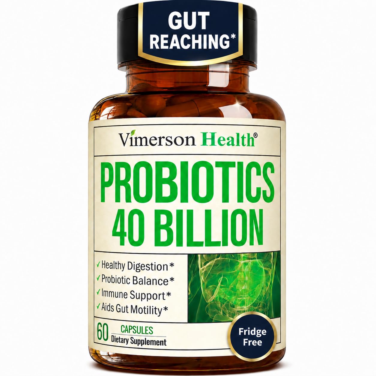Vimerson Health Probiotics for Women & Men, 40 Billion CFU Prebiotics for Gut Health Capsules 60 Count