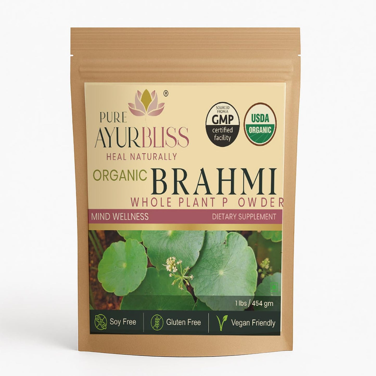 PureAyurbliss 100% Organic Brahmi Powder, 16oz
