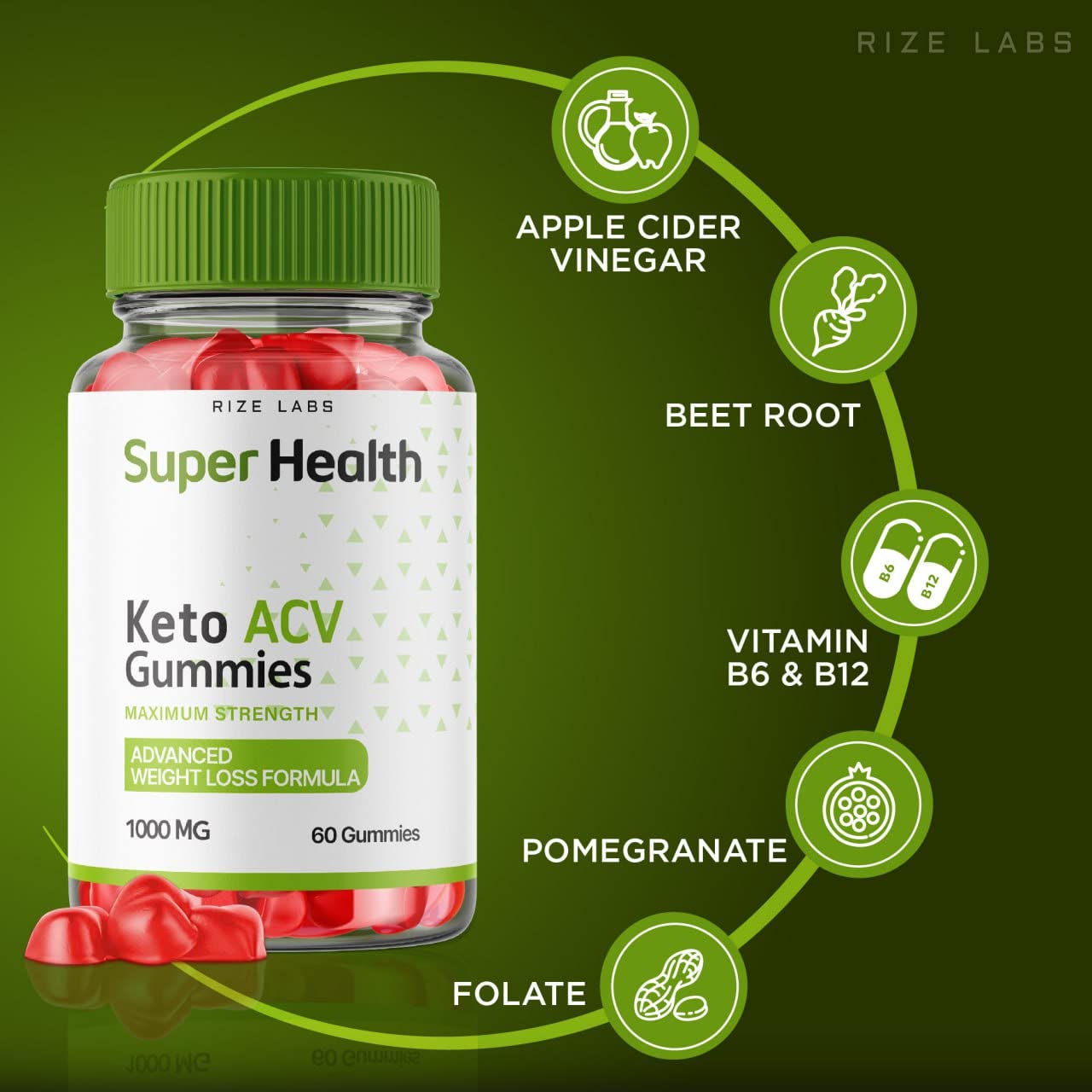 Rize Labs Super Health Keto ACV Gummies 60 Gummies