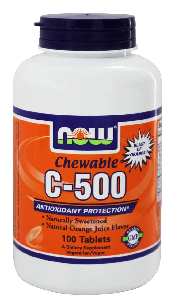 NOW Foods Vitamin C-500 Orange Chewable Tablets 100 Tablets