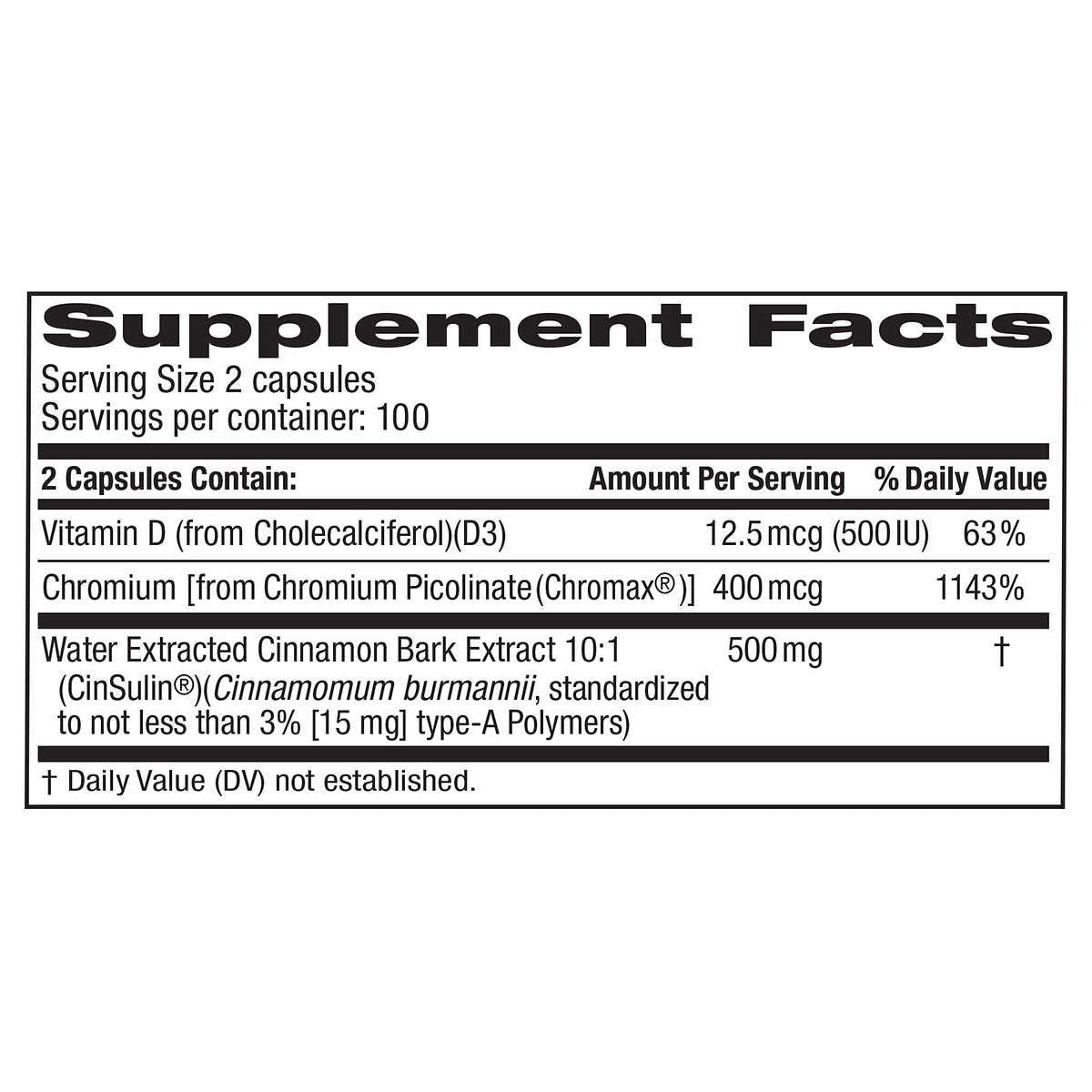 TruNature CinSulin 500mg Capsules, 200 Capsules