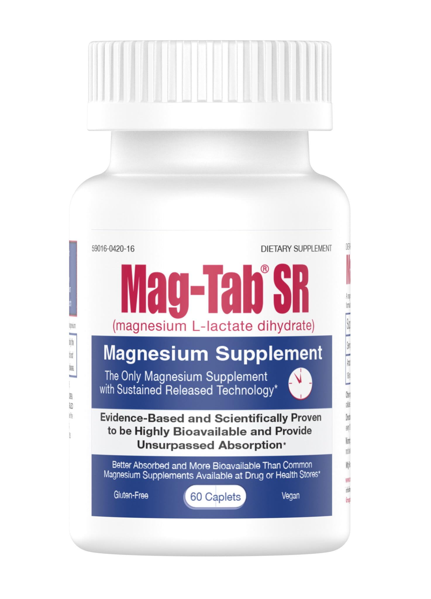 MAG-TAB SR Extended Release Magnesium Lactate Tablet, 60 Count