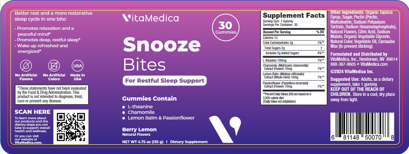 VitaMedica Snooze Sleep Gummies Gummy 30 Count